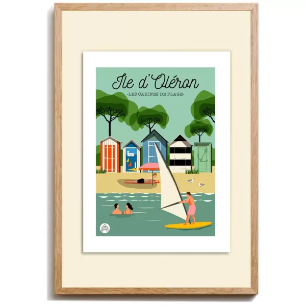 Discount Les Petits Yéyés Affiche Ile D'Oleron Cabine Bain De Mer - 30 X 40 Cm