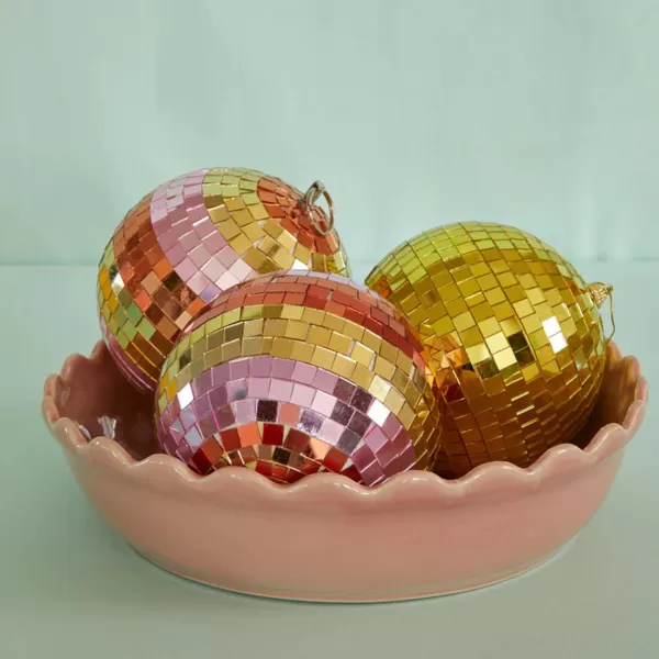 Hot Rice Boule Disco ? 5 Cm - Rayures Rose