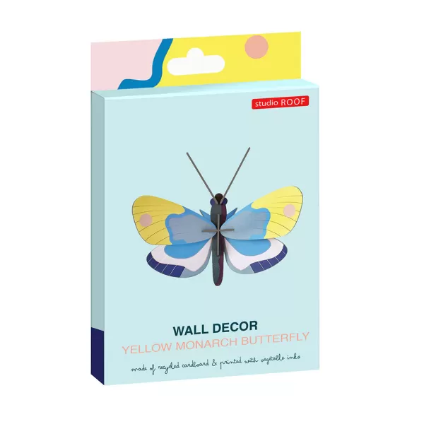 New Studio Roof Décoration Murale Papillon Monarque Jaune En Carton Recycle